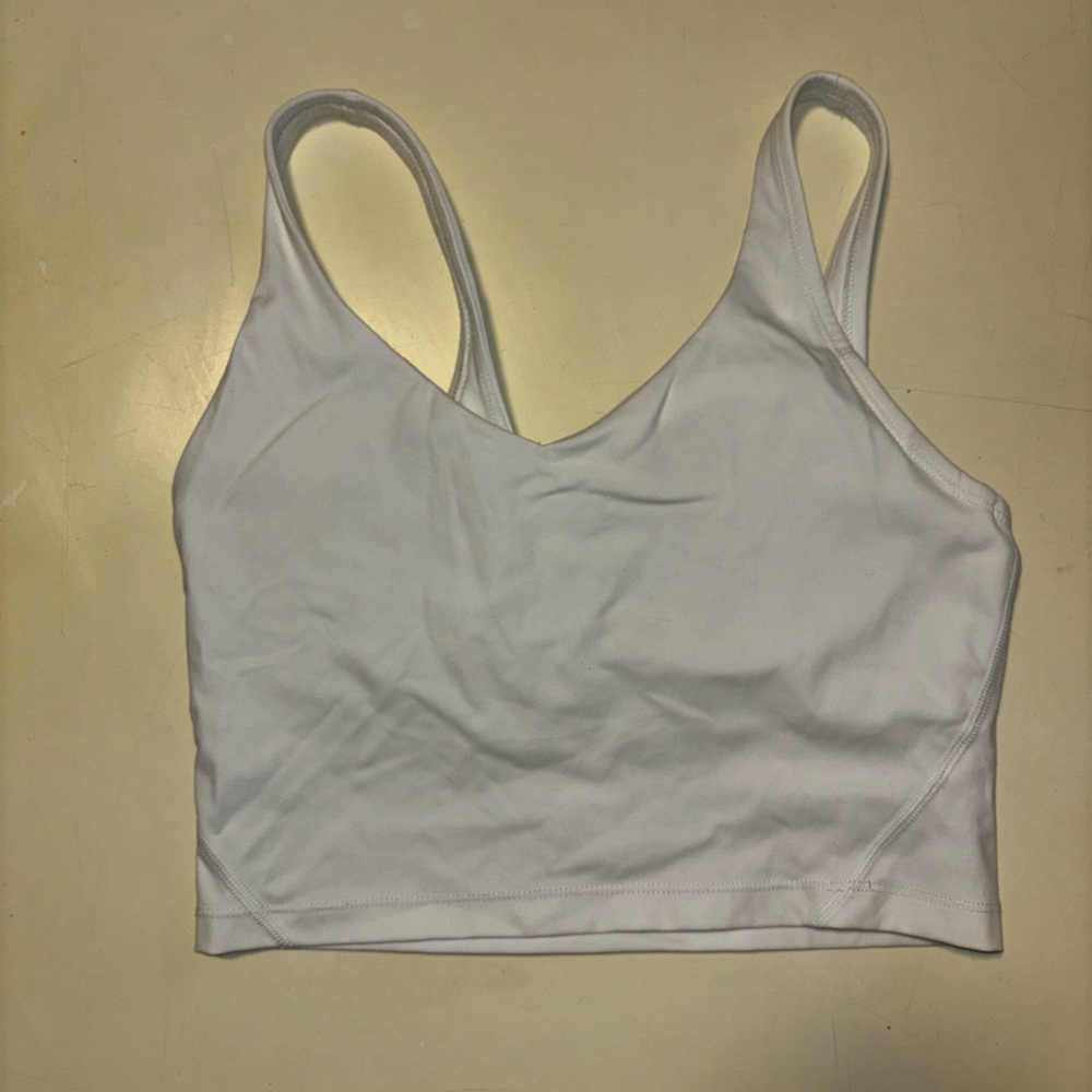 Tight fitting athleisure workout White tank Top